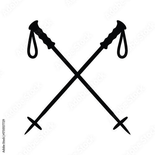 Crossed ski poles icon symbol snow sport equipment for winter adventures and outdoor activities
