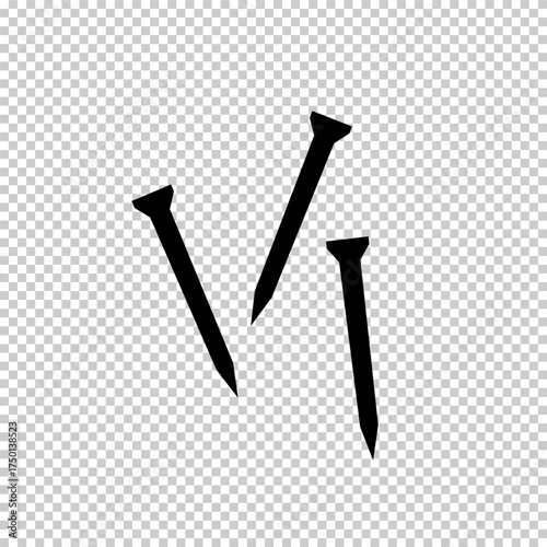 Multiple metal wire nails or fasteners flat vector icon isolated on transparent background