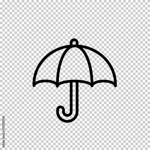 Monoline umbrella vector icon isolated on transparent background