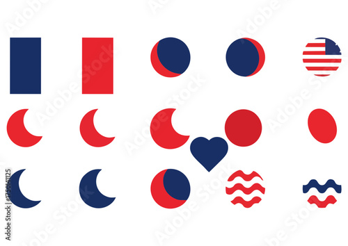 Stylized crescent moon on a light blue background, vector illustration 