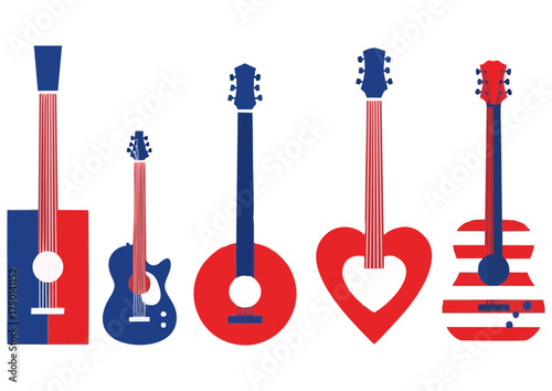 Black silhouette of an acoustic guitar on white background for music and creativity concept