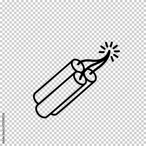 Pack of dynamite with lit fuse flat vector icon isolated on transparent background