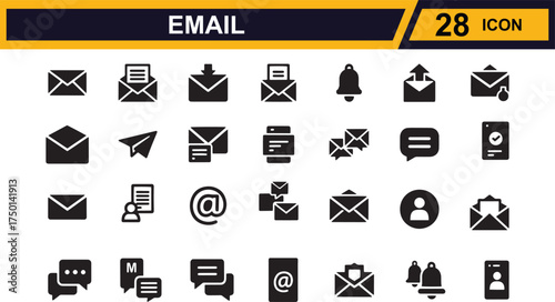 Modern and professional email communication icon and graphics with vibrant color options