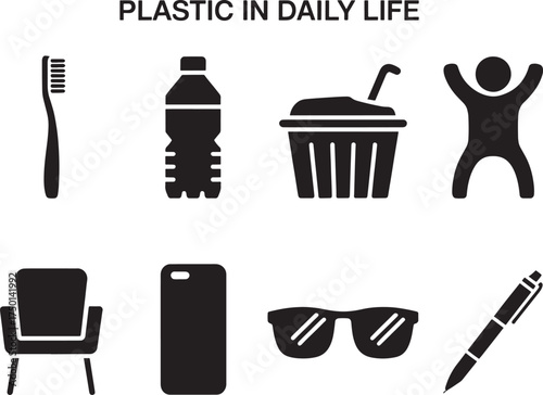 Ubiquitous Plastic Objects Demonstrating Its Widespread Use Throughout Everyday Routines