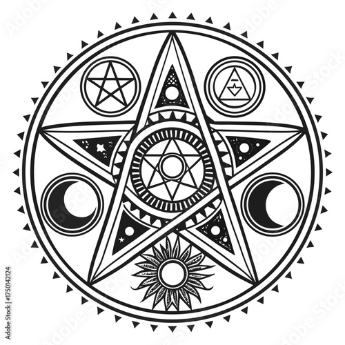 Engraved Black and White Sacred Geometry – Circle Designs Clipart Set.svg