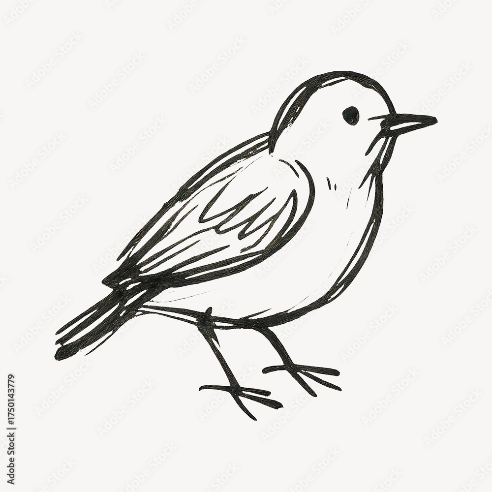 Obraz premium Minimalist sketch of small bird.