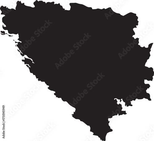 Bosnia and Herzegovina country shape, black silhouette vector graphic for maps, travel guides, education, and international business presentations.