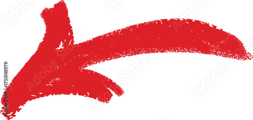 Vector art of red arrow pointing left, hand drawn style