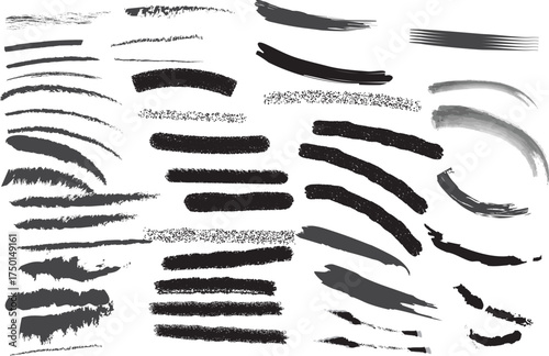 Vector art of black paint brush strokes for artistic design