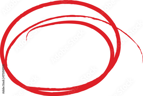 Vector art of red circle, hand drawn with a marker pen
