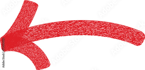 Vector art of hand drawn red arrow pointing left, direction sign