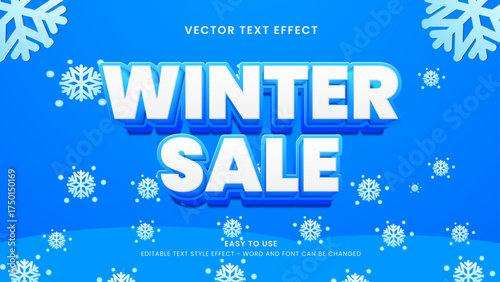 editable text effect winter sale 3d style premium vector