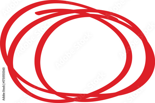 Vector art of red scribble circle for emphasis or highlight