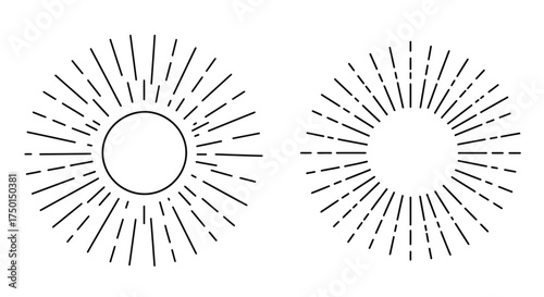 Two circular line art designs radiating outwards simple and minimalist style