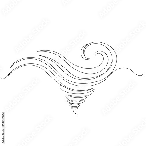 Abstract wind swirl icon in black for weather app and forecast