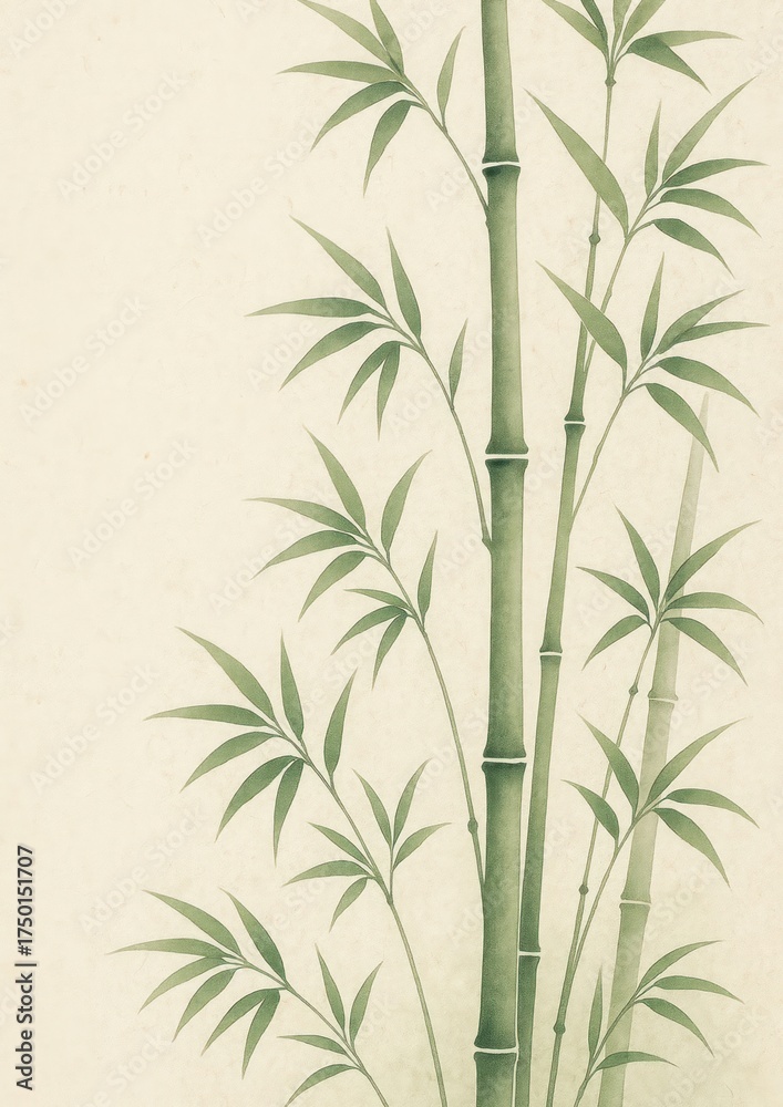 Fototapeta premium Elegant bamboo ink illustration