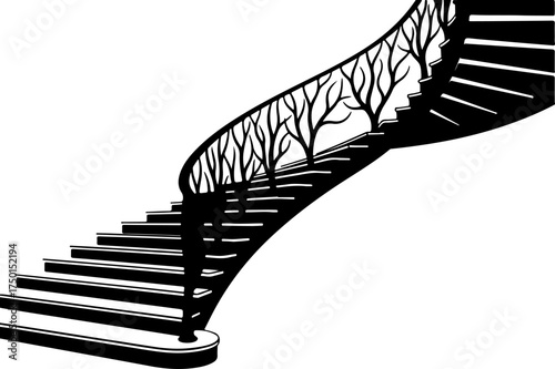 Artistic Iron Staircase Silhouette Vector