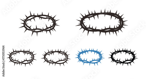 Illustrations of crown of thorns in various colors and styles