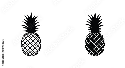 Two black and white pineapple silhouettes against a plain white background