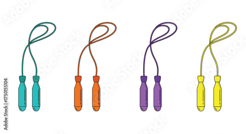 Colorful jump ropes in vibrant hues arranged in a simple illustration