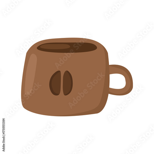 Brown coffee cup with coffee bean