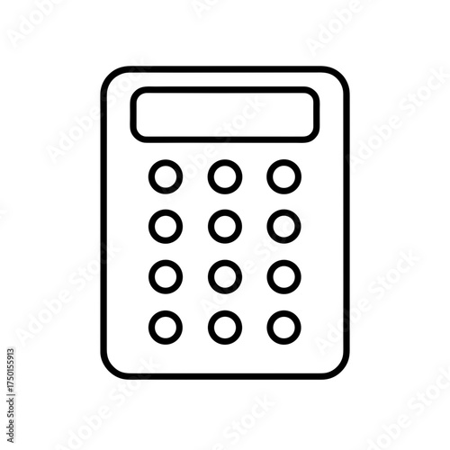 Simple calculator outline with round buttons design on transparent background