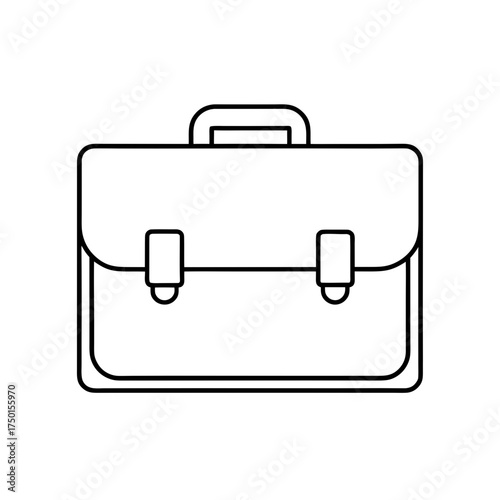 Outline drawing of a classic business briefcase bag on transparent background