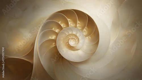 オウムガイの貝殻内部に見られる美しい黄金比の螺旋構造 | Beautiful golden ratio spiral structure found inside a nautilus shell