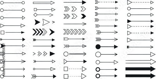 Variety of Arrows Vector Graphic Collection for Design Projects - Straight, Pointed, Decorative Styles