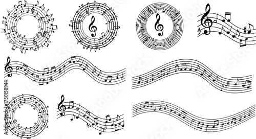 Musical Notes and Staffs Creative Vector Art for Artistic Design