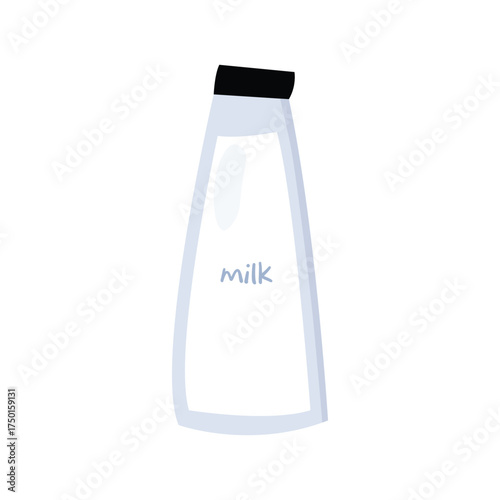 Milk bottle with black cap isolated