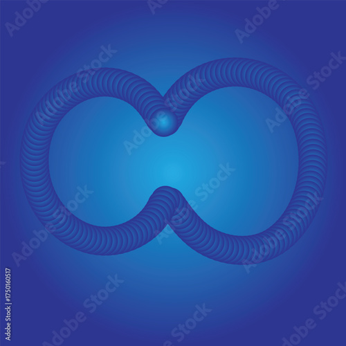 Abstract blue gradient background with a stylized infinity symbol or two connected circles