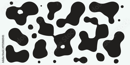 Abstract black and white organic shapes and blobs pattern on a light background
