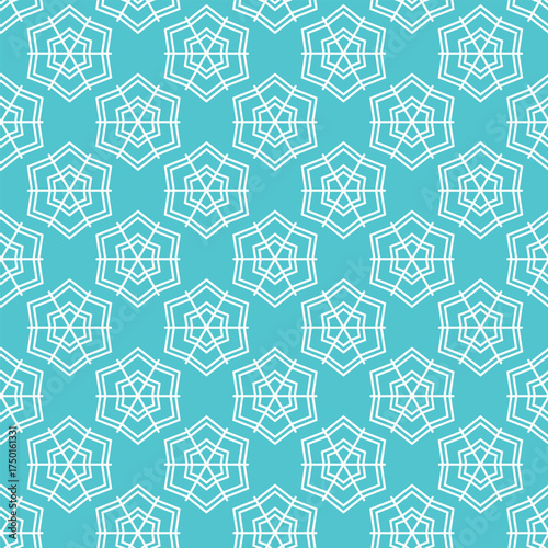 Winter seamless pattern with white snowflakes on blue background. Vector illustration for fabric, textile wallpaper, posters, gift wrapping paper. Christmas vector illustration.