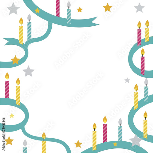 Birthday Candles and Ribbons Frame.