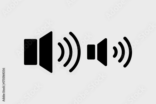 Minimalist black and white icon design representing sound volume controls and audio levels