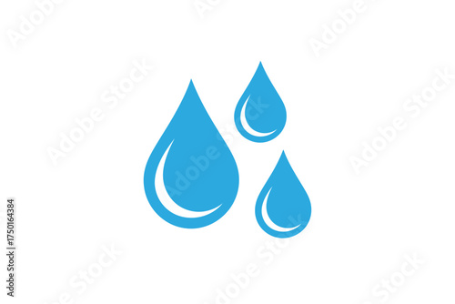 Minimalist icon design three blue water drops symbolizing purity and hydration in a clean graphic