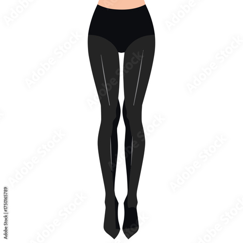 Stylish legs in black tights and high heels