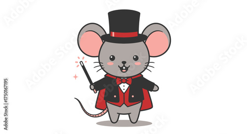 Cute Mouse Gentleman Character in Top Hat and Bow Tie - 3D Cartoon Mascot Illustration
