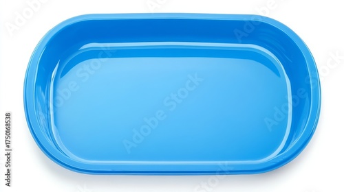 Blue plastic tray with four compartments, suitable for food serving or meal preparation