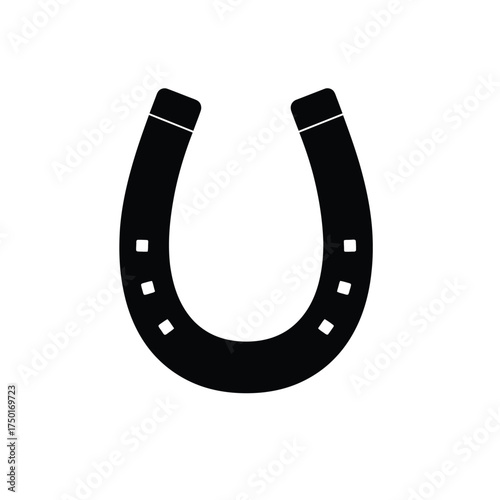 Simple black horseshoe graphic design isolated on a white background silhouette