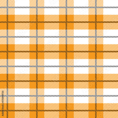 Black and orange Scotland textile seamless pattern. Fabric texture check tartan plaid. Abstract geometric background for cloth, fabric. Monochrome graphic repeating design. Modern squared ornament