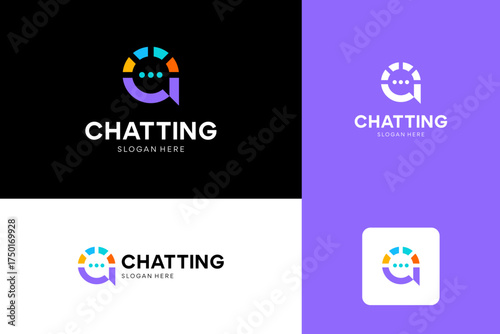 Modern chat talk logo design vector template.