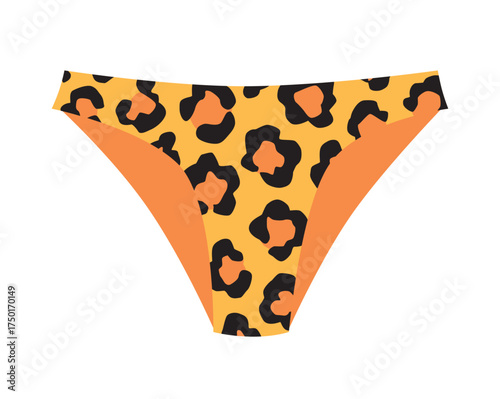 Panties with leopard fur print flat illustration
