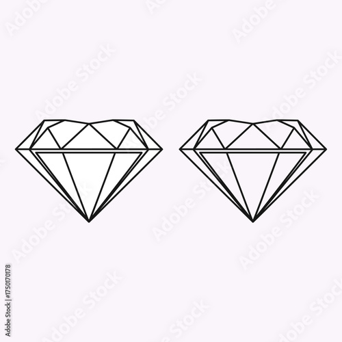Minimalist illustration depicting two black and white diamond shapes on lavender
