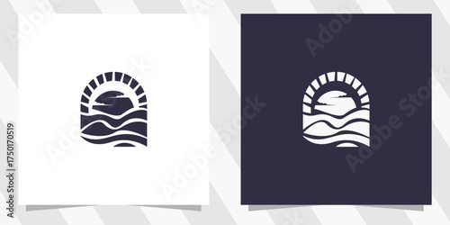 sunset beach logo design
