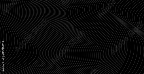 Abstract black background with flowing curved lines creating a wave effect