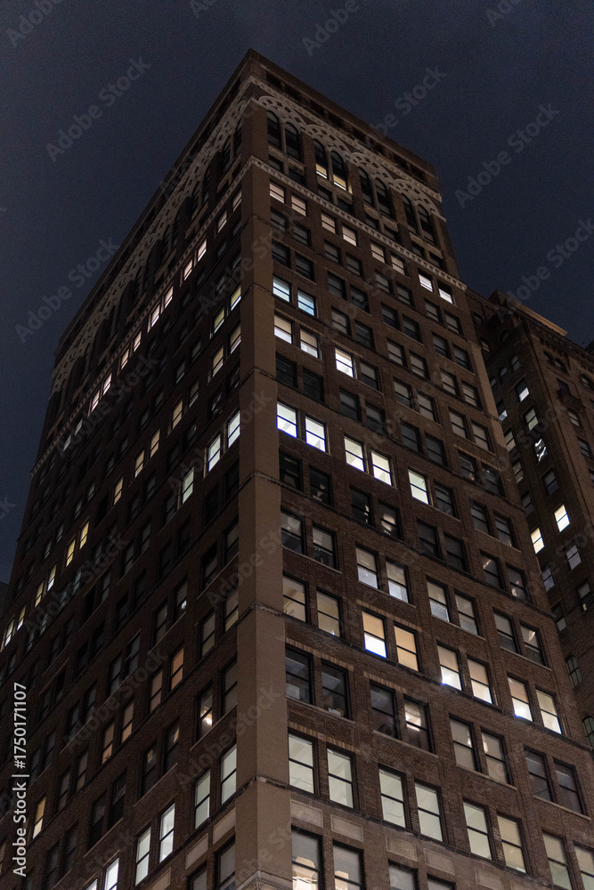 Fototapeta premium new york city modern office building in night