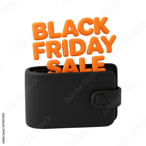 Wallet overflowing with Black Friday sale savings and deals, the perfect way to save money and get amazing discounts this holiday season for your shopping promotions