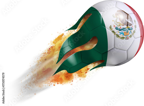 Flying Soccer Ball with Mexico Flag